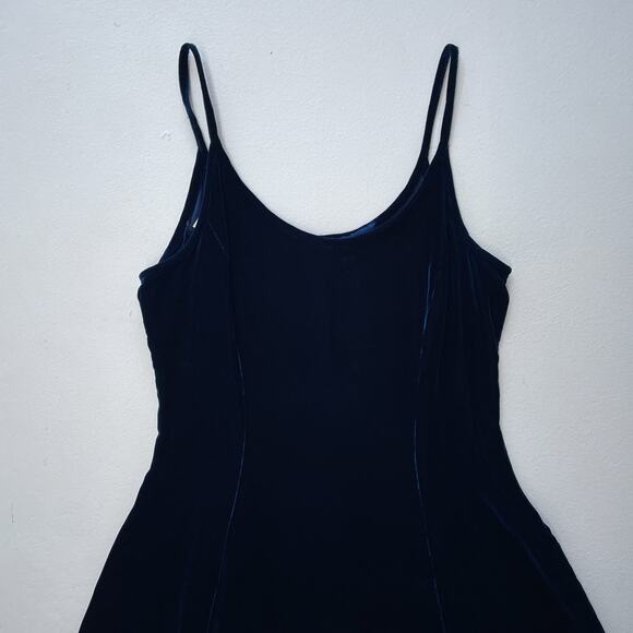 Vintage 90s Blue Velvet Mini Dress / Sz 4 / Sleeveless Grunge Babydoll / JESELLE - Picture 5 of 8